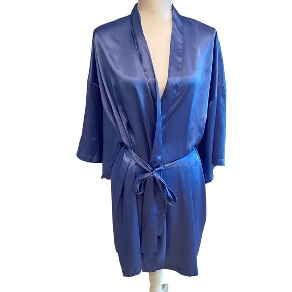 Victoria’s Secret Blue Satin Robe Y2K One Size - Picture 1 of 4